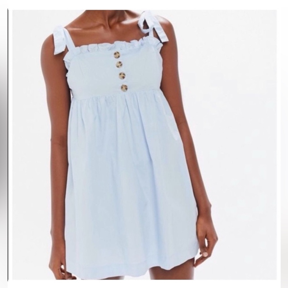 light pale blue urban outfitters mini babydoll dress